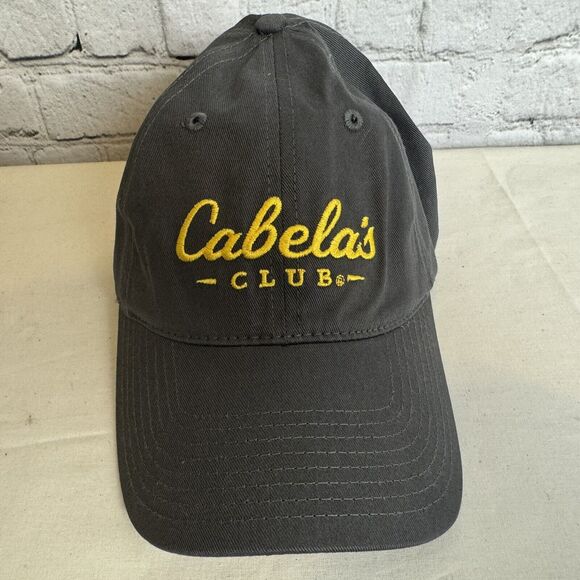 Cabela's Club Baseball Cap Hat Adjustable Buckle Strap Grey & Yellow Mens OSFM - Picture 2 of 3